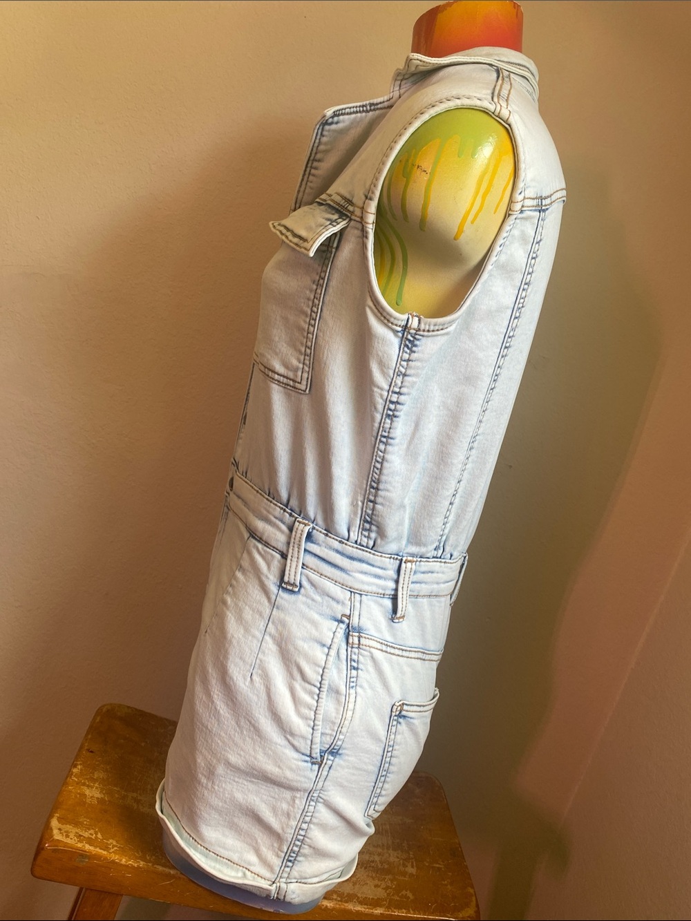 Light Wash Denim Sleeveless Romper by Love Trends - Picture 5 of 11